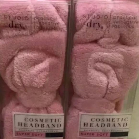 NEW Lot of 2x [Studio Dry] Cosmetic Headband w/ Removable Bow Soft Pink One Size - Picture 4 of 8